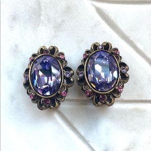 Vintage Purple Lavender Chunky Earrings
